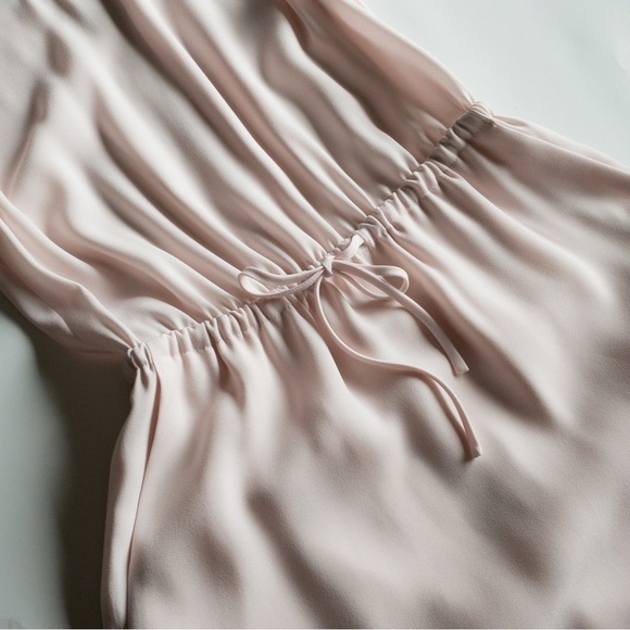 Aritzia Babaton Blush Pink Ruffle Sleeve Tie Waist Knee Length Dress Size XS - Picture 6 of 15